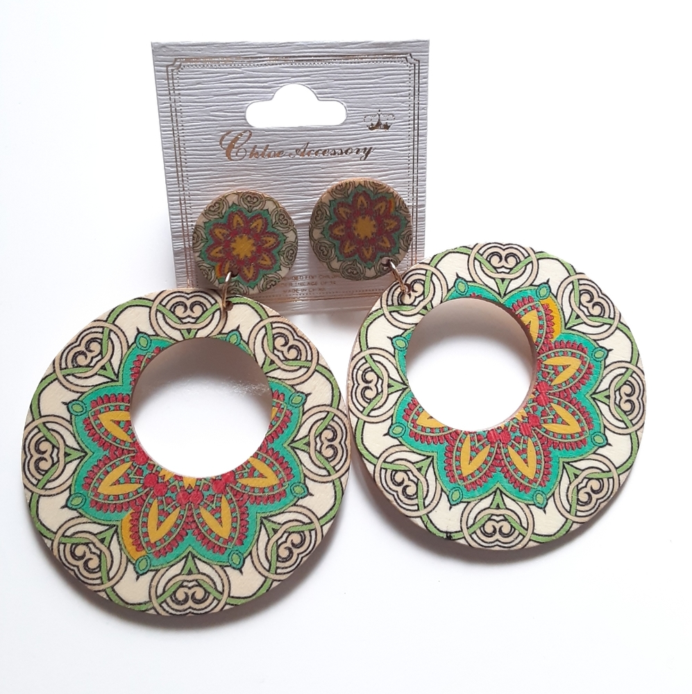 Chloe Accessory Big Wooden Circles Earrings